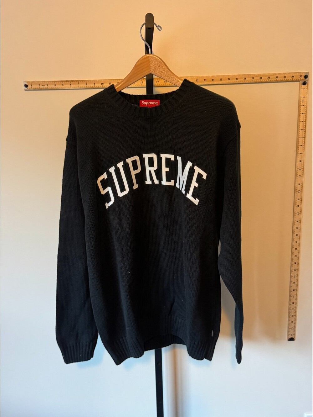Supreme Tackle Twill Sweater Logo XL Black Authentic New